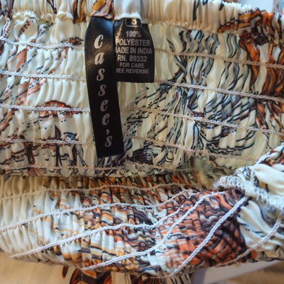 Cassees Smocked Maxi Dress Small Hatler Beaded Tropical Shirred Boho Resort - Picture 5 of 7